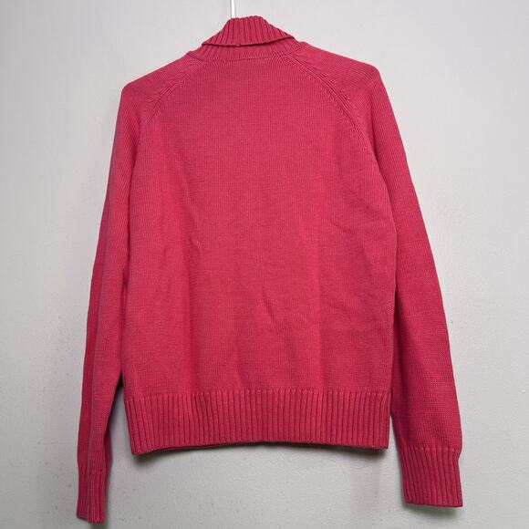 NWT Pria Women's Turtleneck Cable Knit Sweater Sz L 100% Cotton Pink Simple - Picture 10 of 11